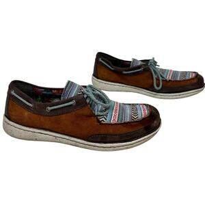 Justin Easy Rider Western Leather Driving Mocs Tee Pee Creeper Shoes Women 10M